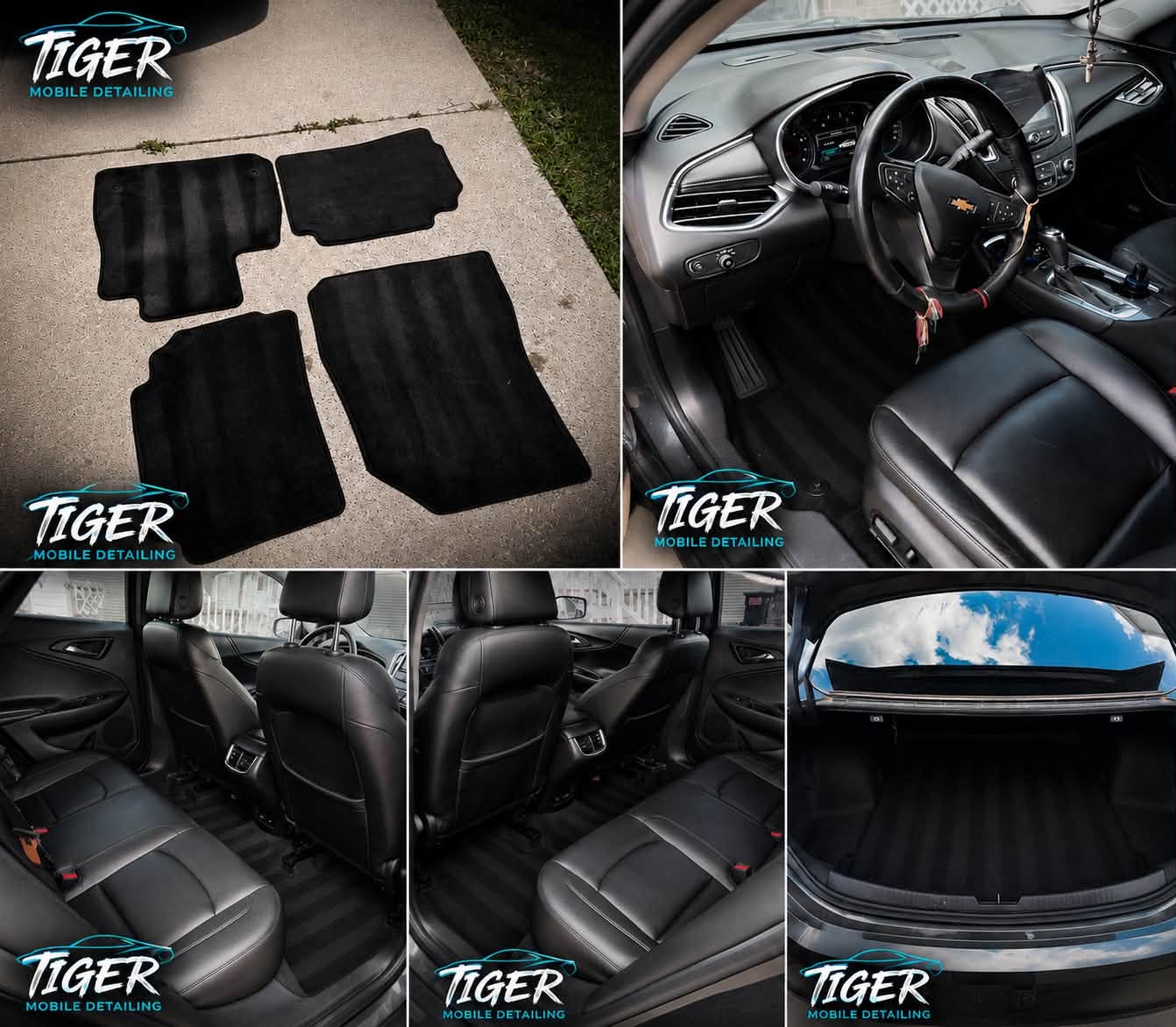 Professionally detailed black Jeep interior by Tiger Mobile Detailing